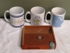 3 Mugs English Football EFL Champions & The Square Ball + Cigar Box Dominican Republic