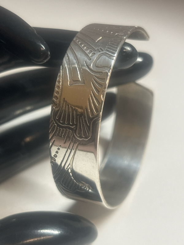 William Rogers Etched Cuff Bracelet Signed
