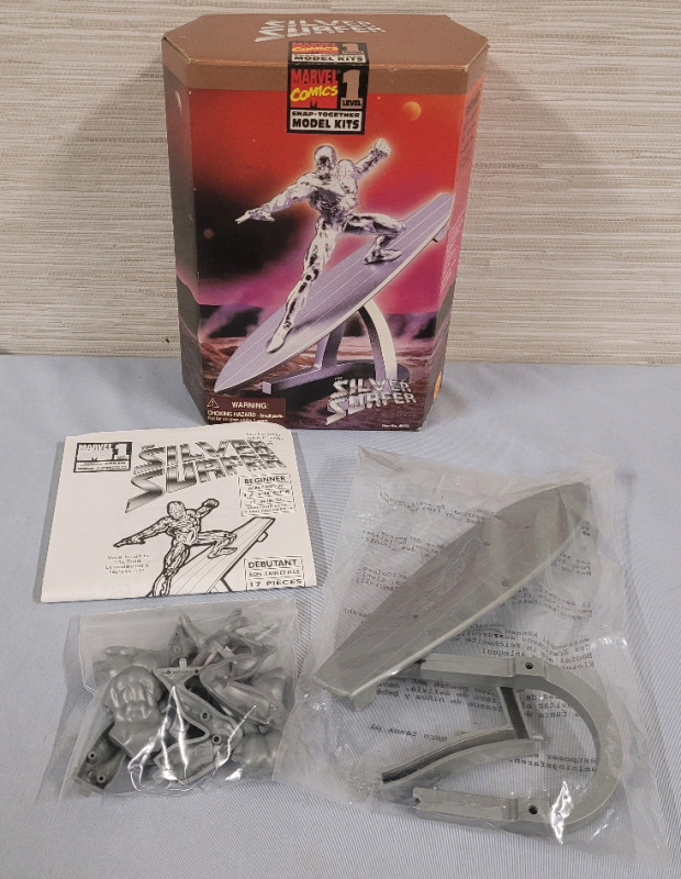 Marvel Comics SILVER SURFER Snap-Together Model Kit , Level 1 . Open Box , Complete