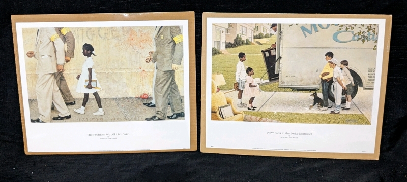 2 Vintage 1998 Sealed | Norman Rockwell Prints : The Problem We All Live With & New Kids in The Neighborhood | 15" x 12"