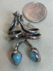 Modern Sterling Silver Larimar Coiled Pierced Earrings Stamped - 3