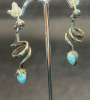 Modern Sterling Silver Larimar Coiled Pierced Earrings Stamped - 4