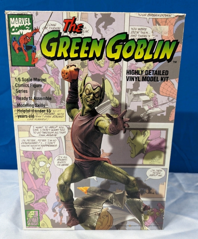 Vintage Green Goblin Highly Detailed Vinyl Model Kit. Box Stands 12.5" Tall. 1/6 Scale Model.