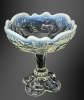 Vintage Northwood Moonstone Rippled Edge Glass Pedestal Compote Glass | 4.75" Tall 4.5" Diameter