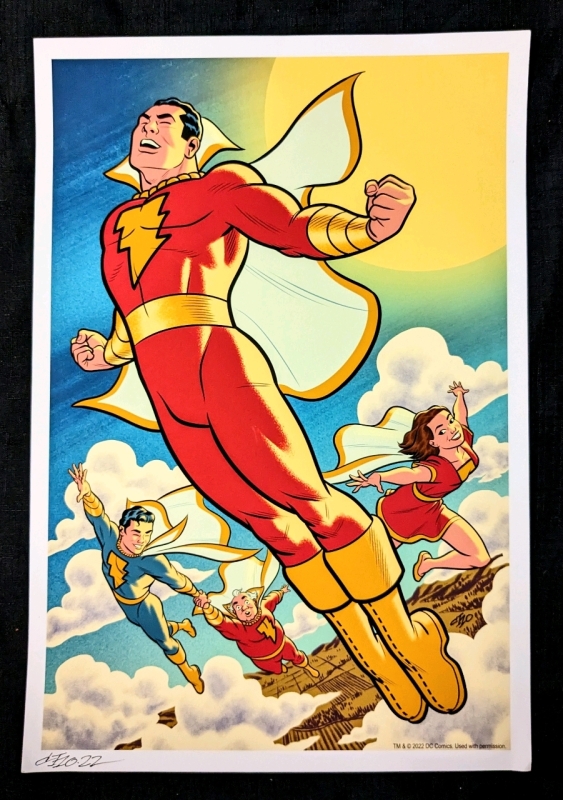 Signed SHAZAM! Art Print Michael Cho Autographed World's Mightiest Mortal | 13" X 19" | No COA