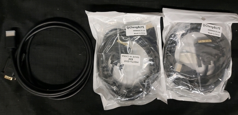 2 New DVI To HDMI Cables 5 Meters Each + VGA To HDMI 1.8 Meters