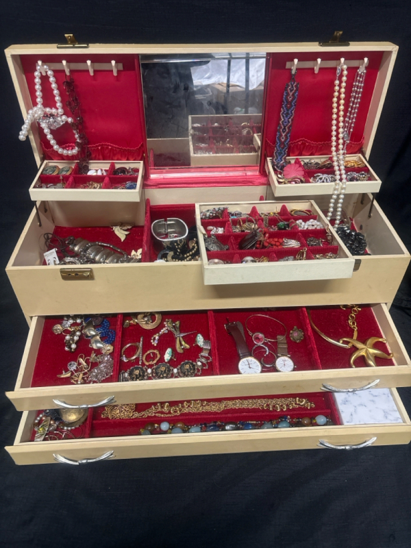 Vintage Largest Jewelry Box Ever With all Content