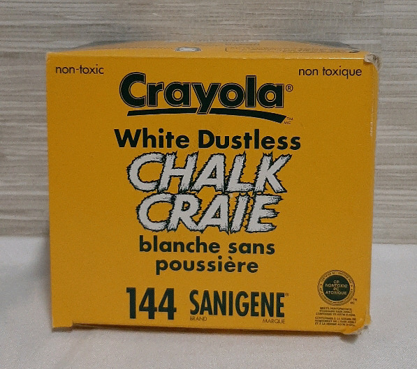 A Box of White Chalk. A few pieces are missing.