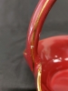 Red With Gold Trim Porcelain Basket Burslem England - 4