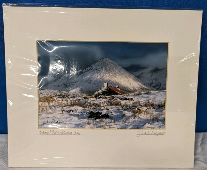 Signed "Sgurr Mhairi-Glamig" Print by "Donald Cameron MacSween. Measures 12" by 10" with Matting.