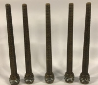 5 Vintage wooden bobbins with Metal caps 9&rdquo;
