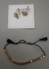 New Stella & Dot Costume Jewellery 22" Dove Wrap Bracelet Silver & Goldtone Earrings 8" Black Cord & Goldtone Metal Jewellery Bracelet Is Adjustable - 3