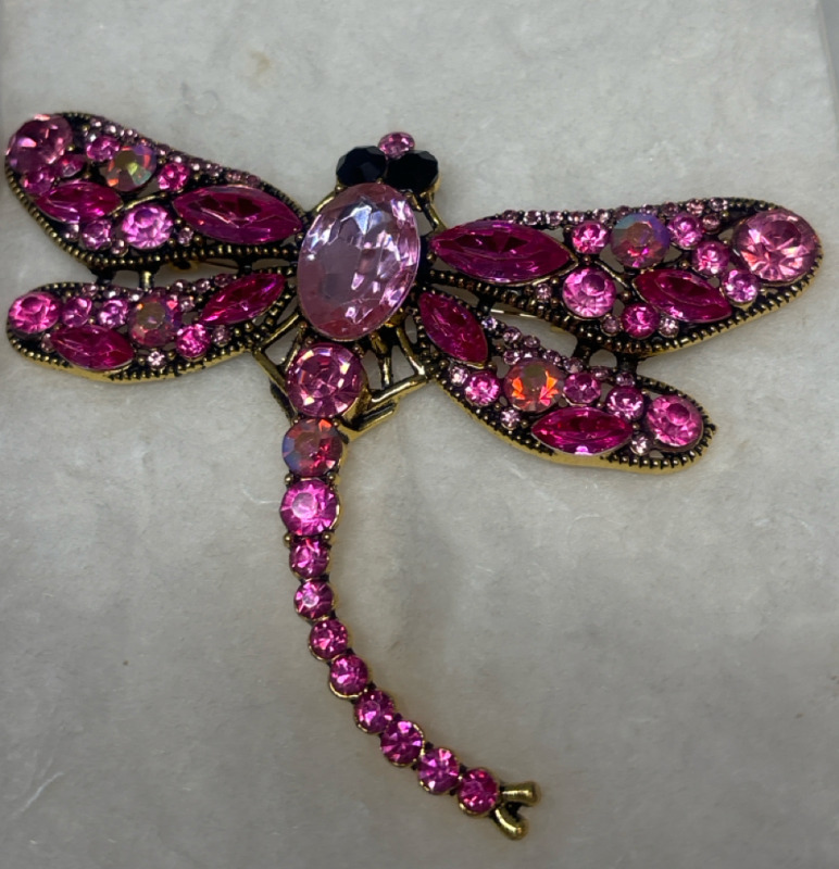 Huge Rhinestone Dragonfly Brooch