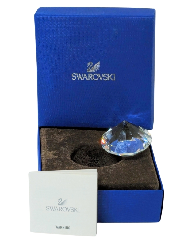 Signed SWAROVSKI Crystal Diamond in Original Box | Crystal measures 1" Tall