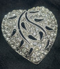 Hedy signed Open Cut Work Diamanté Heart Brooch