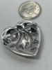 Hedy signed Open Cut Work Diamanté Heart Brooch - 2