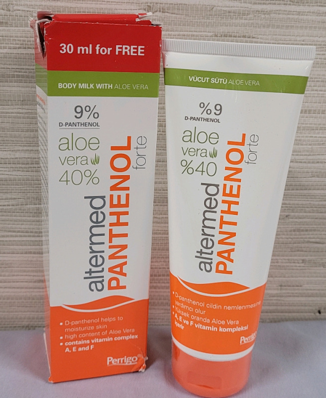 New - Altermed Panthenol Forte Body Milk 9% Aloe Vera Extract Lotio , 230ml Tube
