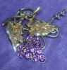 Bond Boyd Purple Rhinestone grape Brooch Sterling Gold over