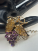 Bond Boyd Purple Rhinestone grape Brooch Sterling Gold over - 6