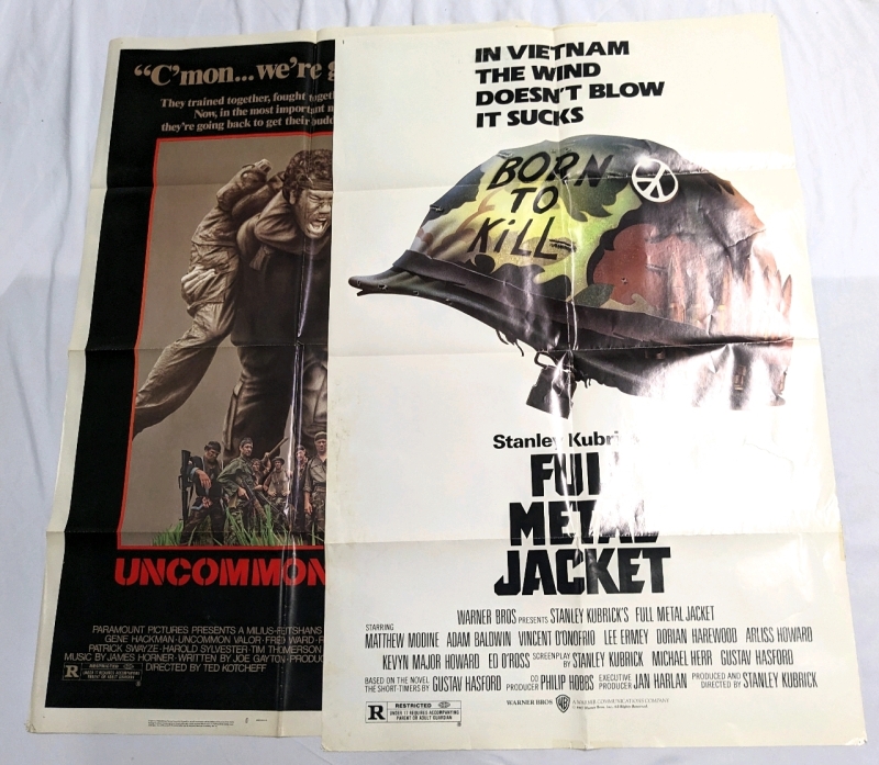 2 Vintage Full-Size Movie Posters : 1987 Full Metal Jacket & 1983 Uncommon Valor | 26.75" x 41"