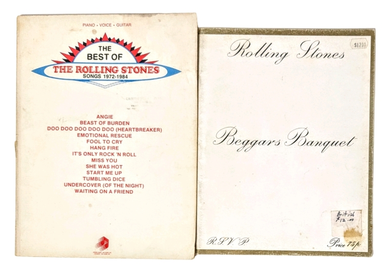 2 Vintage ROLLING STONES Sheet Music Books | Beggars Banquet R.S.V.P. (1973) + The Best of The Rolling Stones Songs 1972-1984 Piano/Voice/Guitar (1984)