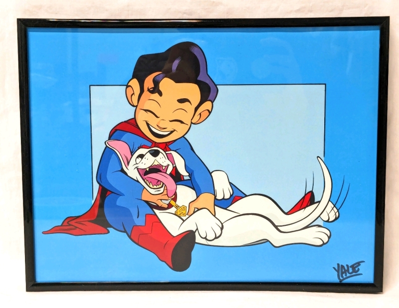 SIGNED + Framed "Puppy Playtime" Superman & Krypto Art Print | Signed by Yale Stewart | 9.25" x 12.25"| No COA