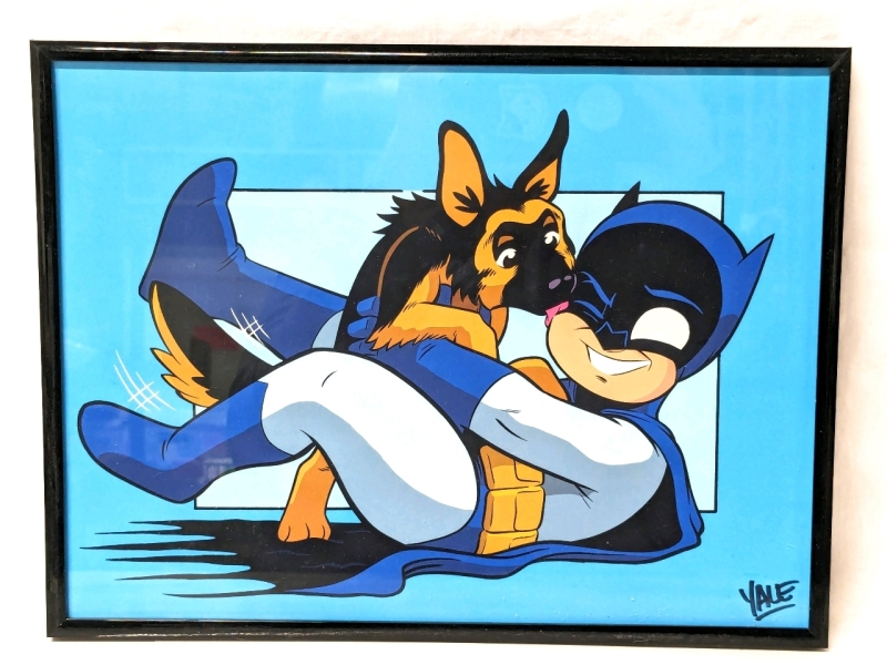 SIGNED + Framed "Puppy Playtime" Batman & Ace Art Print | Signed by Yale Stewart | 9.25" x 12.25" | No COA