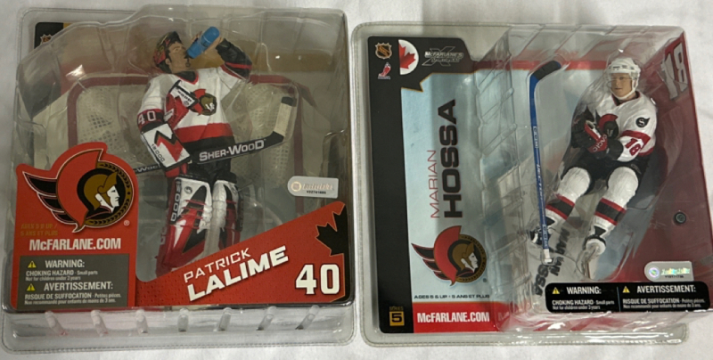 2 New McFarlane Sportspicks Ottawa Senators Patrick Lalime & Marian Hossa NHL Figures