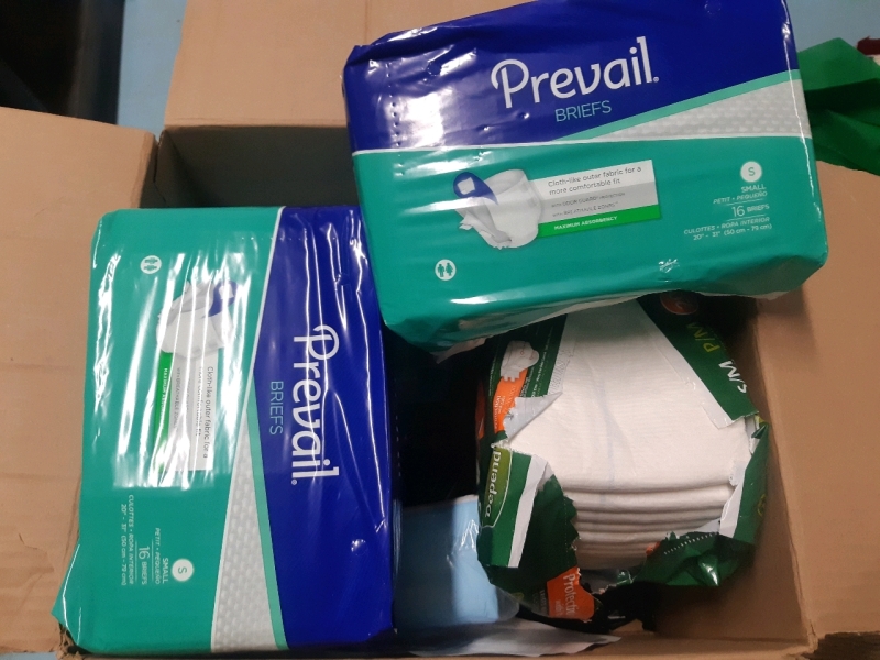 Adult Diapers, Assorted Sizes, and Brands