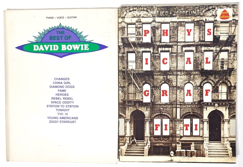 Vintage Sheet Music Books : The Best of DAVID BOWIE for Piano/Voice/Guitar & LED ZEPPELIN Physical Graffiti Guitar Tablature/Vocal (1995)