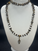 Modern Faceted Crystal charm Beads Necklace and Matching Bracelet