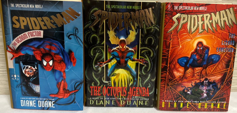 3 Novels Spider-Man The Octopus Agenda, The Lizard Sanction & The Venom Factor Hardcovers by Diane Duane