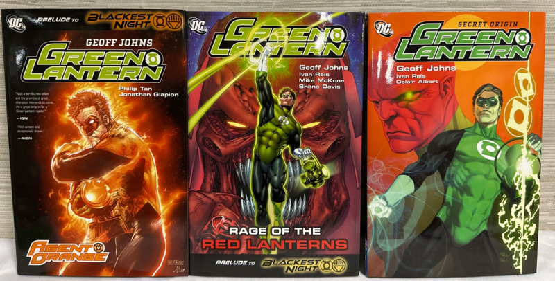 3 Green Lantern Hardcovers Agent Orange, Rage of The Red Lanterns & Secret Orgin Geoff Johns DC Comics