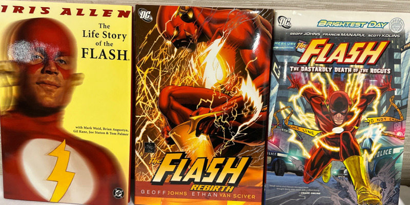 3 The Flash Hardcovers The Life Story of The Flash, The Flash Rebirth & The Dastardly Death of The Rogues DC Comics