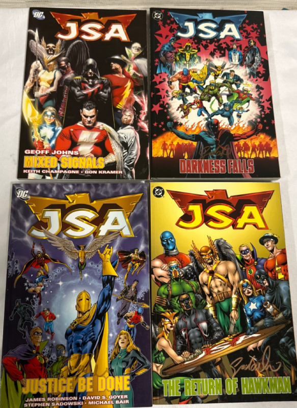 4 JSA DC Comics The Return of Hawkmam, Justice Be Done, Darkness Falls & Mixed Signals