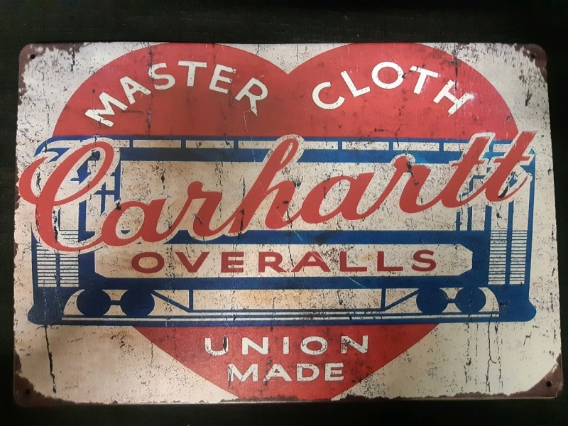 Carhartt, Overalls, Union Made Metal, Wall Sign Decor, 8" x 12"