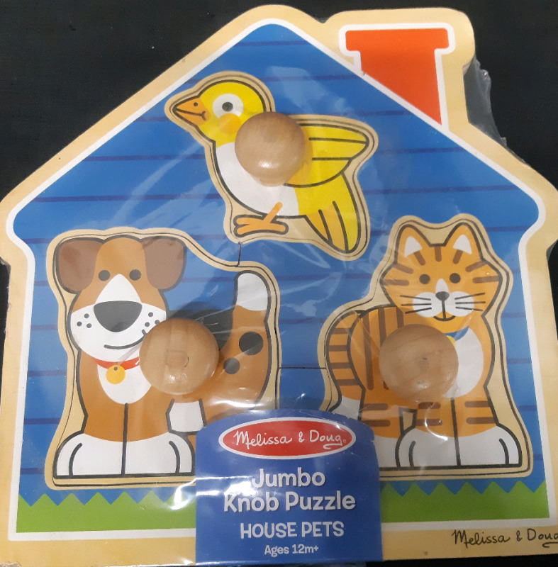 Melissa & Doug, Jumbo Knob Puzzle, House Pets, Childrens Toy, 10" x 12"