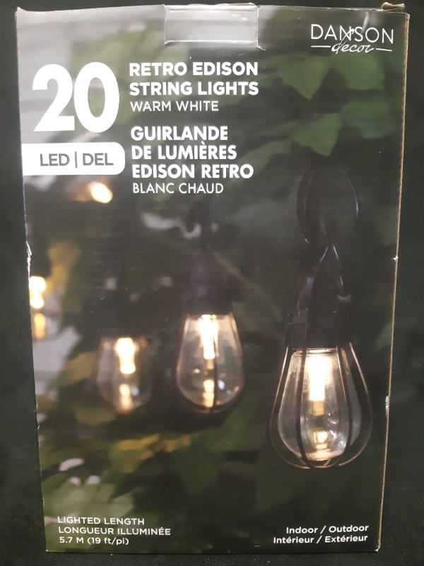 Danson Decor 20 Indoor/ Outdoor Led Retro Edison String Lights, 19' Feet long, Tested and Working