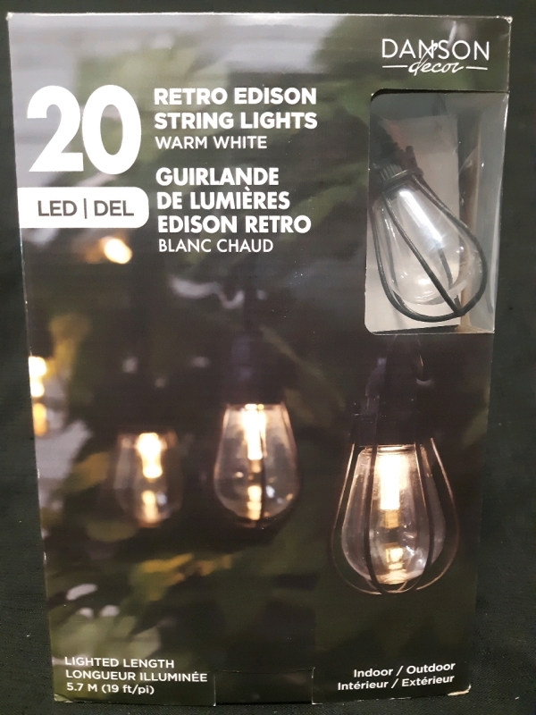 New Danson Decor 20 Indoor/ Outdoor Led Retro Edison String Lights, 19' Feet long, Tested and Working