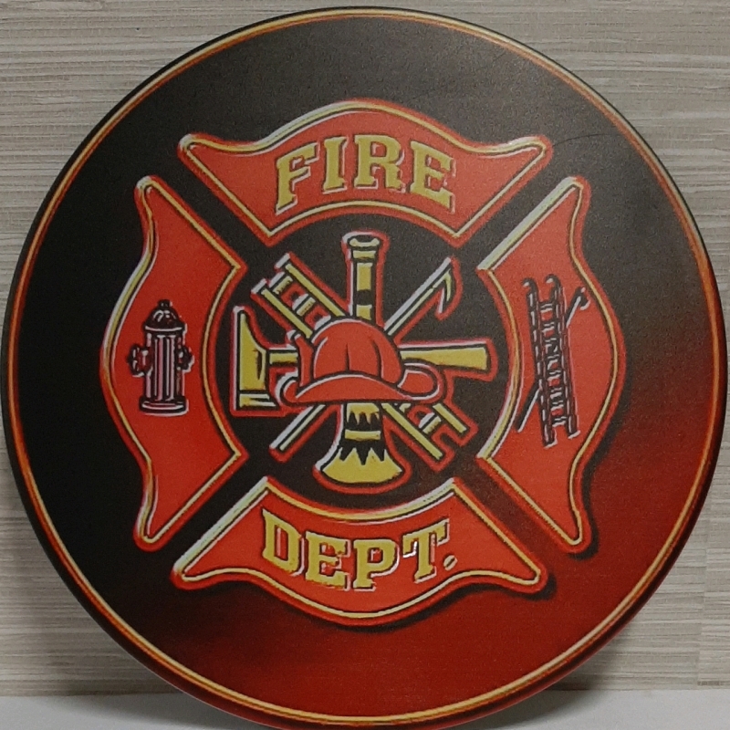 Metal Fire Department Sign 11.75" Diameter