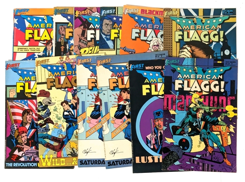 12 Vintage 1980s AMERICAN FLAGG! Comics from 1 First Comics