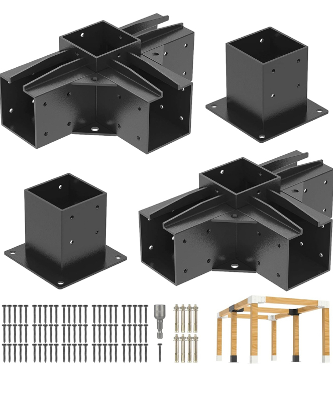 New YINGDIKE Pergola Brackets, Upgraded DIY Pergola Kit with Double Antirust Coating, 4x4 Post Bracket with Slotting Design for Outdoor Pergola or Gazebo Retails for $209