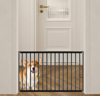 New Short Small Dog Gate Step Over Low Pet Gate for Small Dogs Adjustable Metal Dog Gates for Doorways,The House,Kitchen,Stairs Black