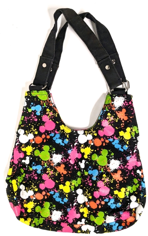 Disney Parks Mickey Head Neon Paint Splotch Cloth Shoulder Bag | 13.5" x 10"