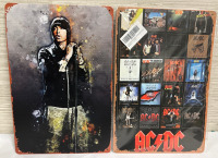 Pair of Music Metal Signs AC DC & Eminem