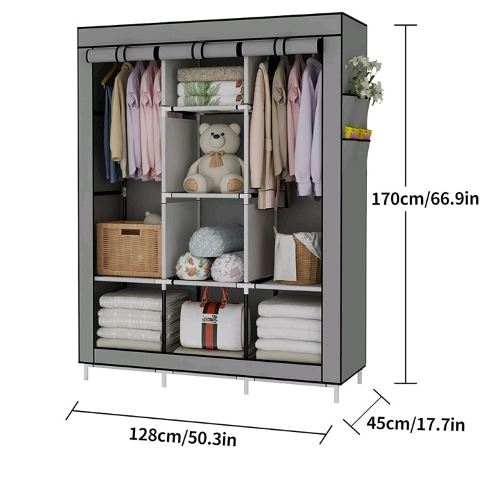 New, Grey GY 49 Wardrobe (66.9" Height X 17.7" Length X 50.3" Width