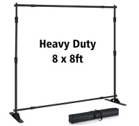 T-Sign,Heavy Duty, 8x8 foot, Black, Backdrop Banner Stand, With Bag