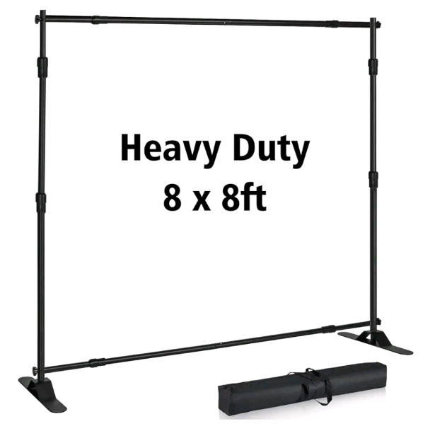 New T-Sign,Heavy Duty, 8x8 foot, Black, Backdrop Banner Stand, With Bag