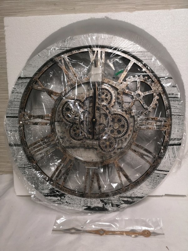 New Wall Clock 20" Real Moving Gears - Battery Operated