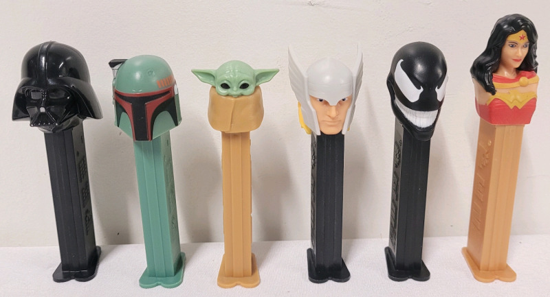 Star Wars , Marvel & DC Pez Candy Dispensers , Six (6) Pez . Candy Not Included